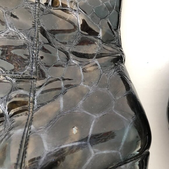 Stuart Weitzman Patent Leather Faux Croc Boots Embossed‎ Womens Size 7 - Picture 6 of 11